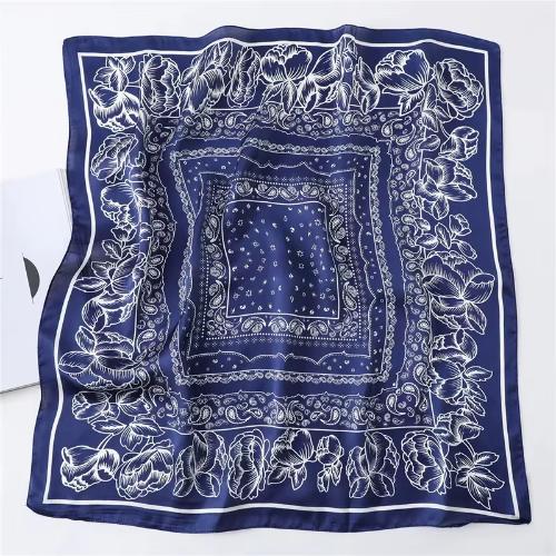 70cm Women Fashion Floral Print Square Silk Scarf Satin Shawl Wrap Scarves