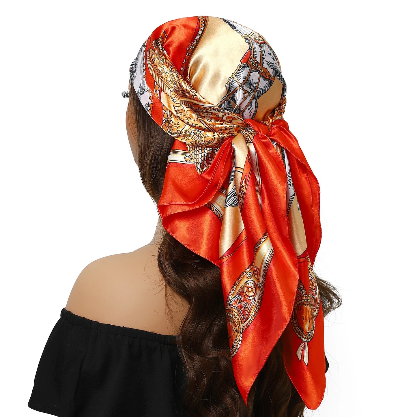 90cm Women Four Seasons Square Silk Satin Bandana Wrap Shawl Scarves Scarfs kfy1