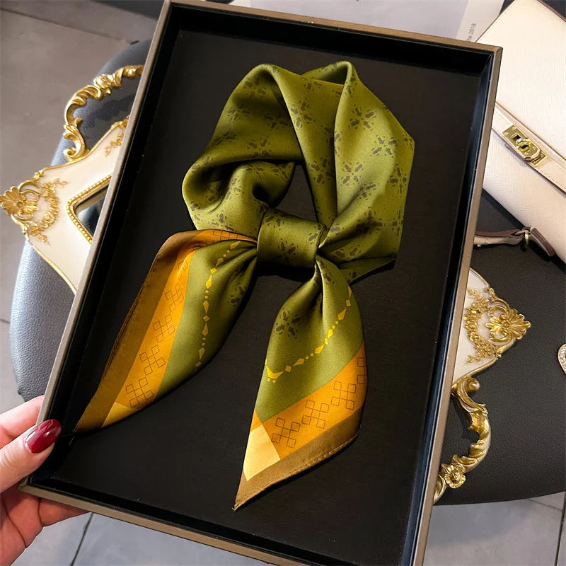 Women Silk Feeling Design Satin Square Scarf Wrap Shawl Scarves
