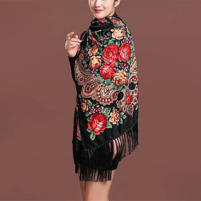 70x170cm Women Fashion Embroidery Shawls Scarf Pashmina Flower Printed Wraps Scarves