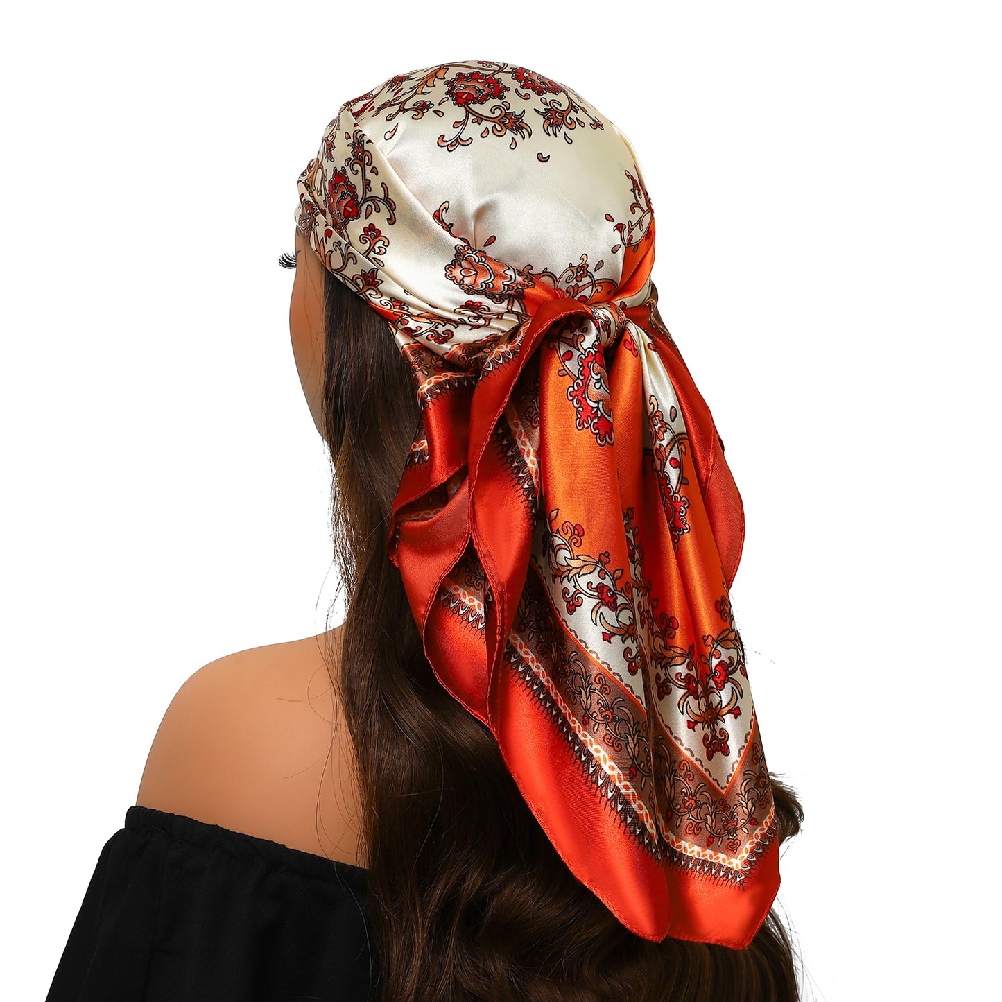 90cm Women Four Seasons Square Silk Satin Bandana Wrap Shawl Scarves Scarfs Spk13