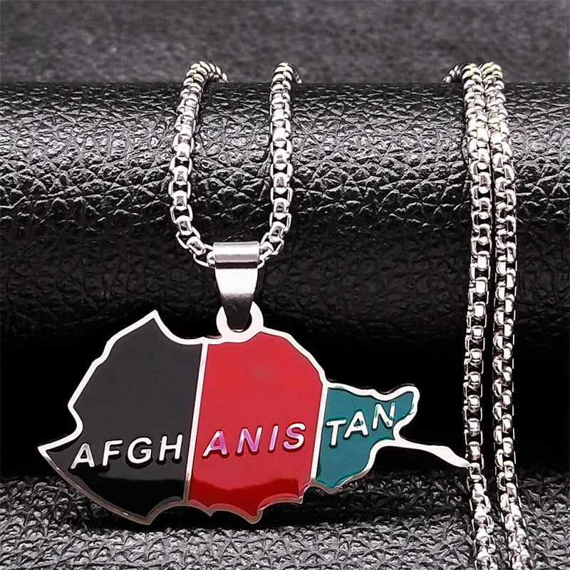 Women Men Kurdistan Afghanistan Region Flag Map Stainless Steel Pendants Necklace