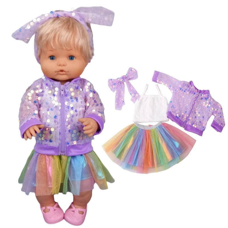 16 Inch Small Doll Clothes T-shirt 38cm Baby Fashion Denim Shorts