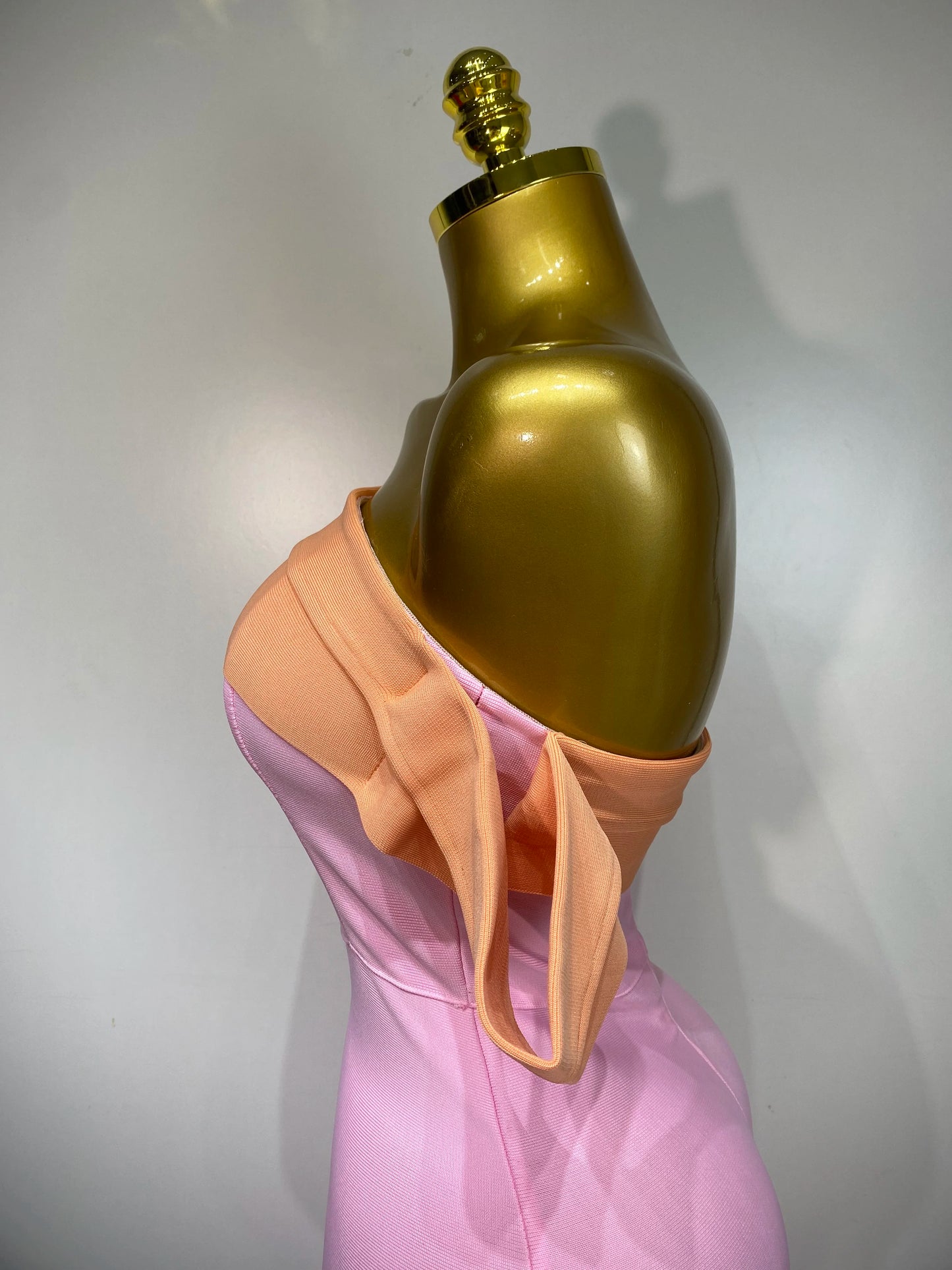 Sexy One Shoulder Color Block Bandage Celebrity Elegant Evening Birthday Party Dress