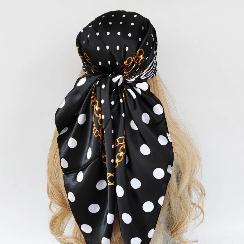 90cm Women Four Seasons Square Silk Satin Bandana Wrap Shawl Scarves Scarfs Spk11
