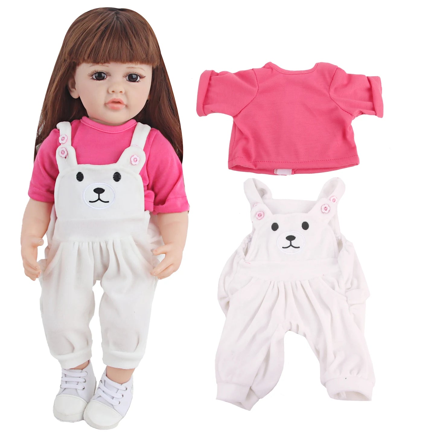 55CM Reborn Baby Newborn Girl Doll Clothes Backband Pants + T-Shirt Suit For 22 Inches Toys