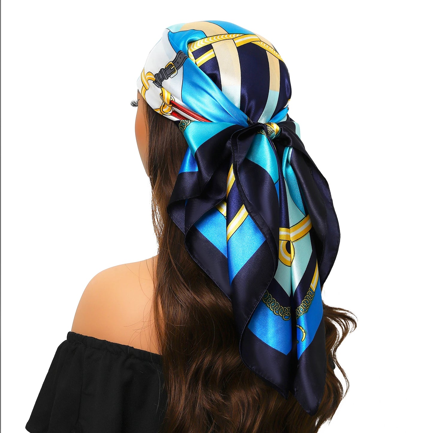 90cm Women Four Seasons Square Silk Satin Bandana Wrap Shawl Scarves Scarfs Sqk7
