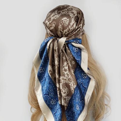 90X90cm Women Four Seasons Square Silk Satin Bandana Wrap Shawl Scarves Scarfs ggk9