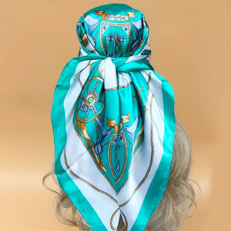 90cm Women Four Seasons Square Silk Satin Bandana Wrap Shawl Scarves Scarfs