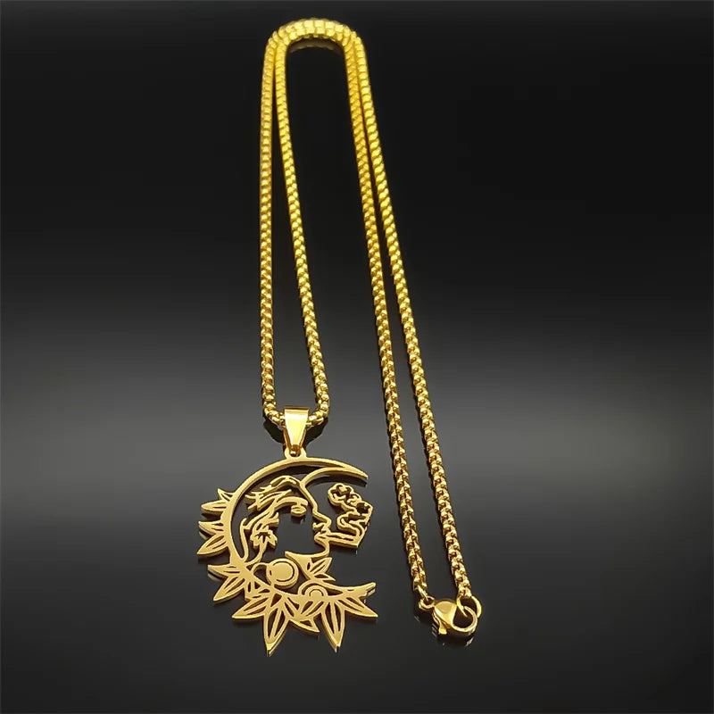 Witchcraft Crescent Smoking Stainless Steel Black Color Gothic Charm Chain Pendant Necklace