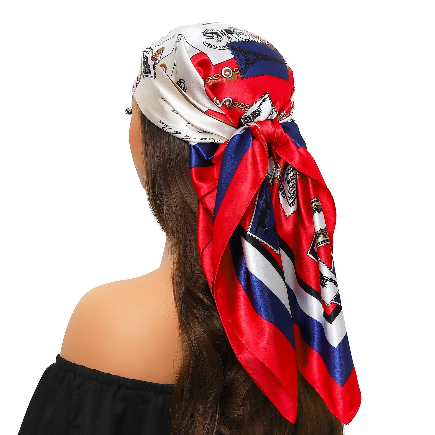 90cm Women Four Seasons Square Silk Satin Bandana Wrap Shawl Scarves Scarfs Spk11