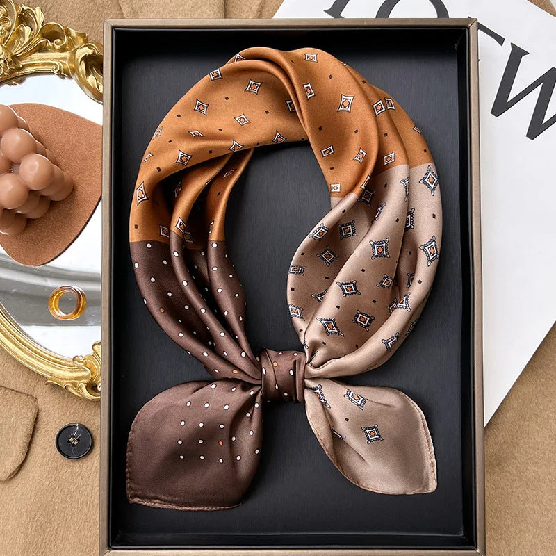 70*70cm Women Fashion Plaid Silk Satin Square Scarf Shawl Wrap Bandana Scarves