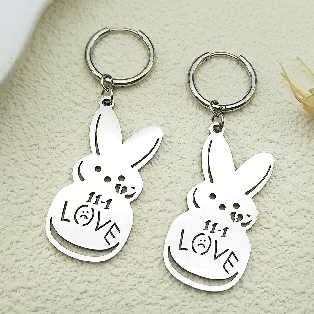 Women Men Kpop Lil Peep Rabbit Sad Stainless Steel Chain Necklace Pendant