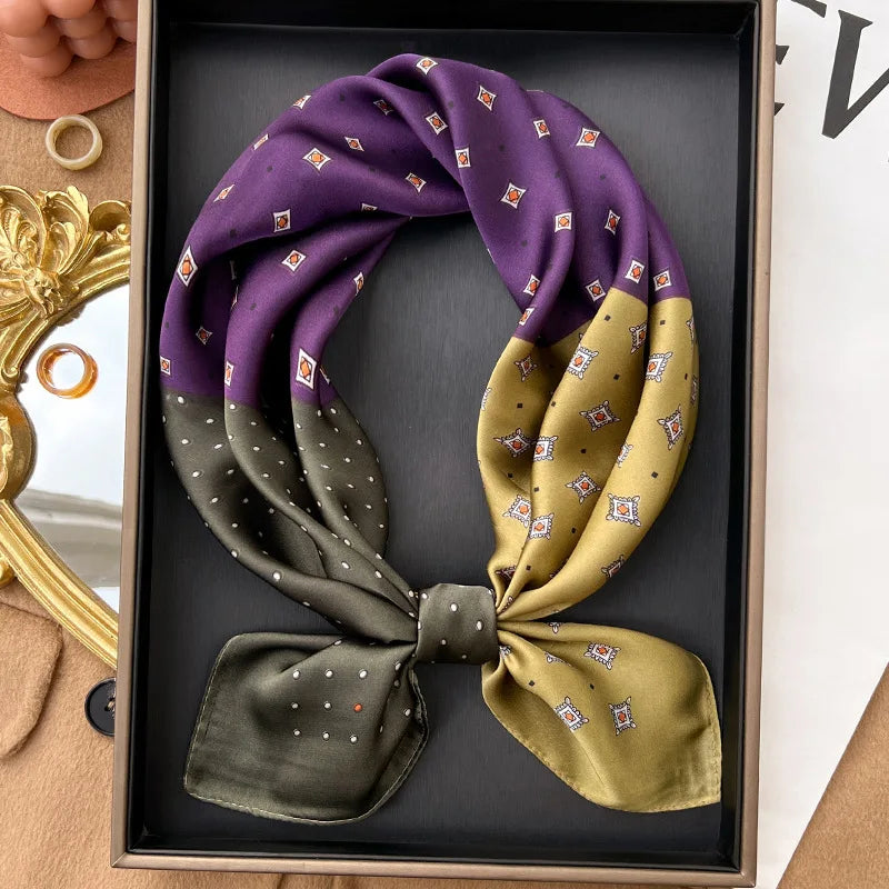 70*70cm Women Fashion Plaid Silk Satin Square Scarf Shawl Wrap Bandana Scarves