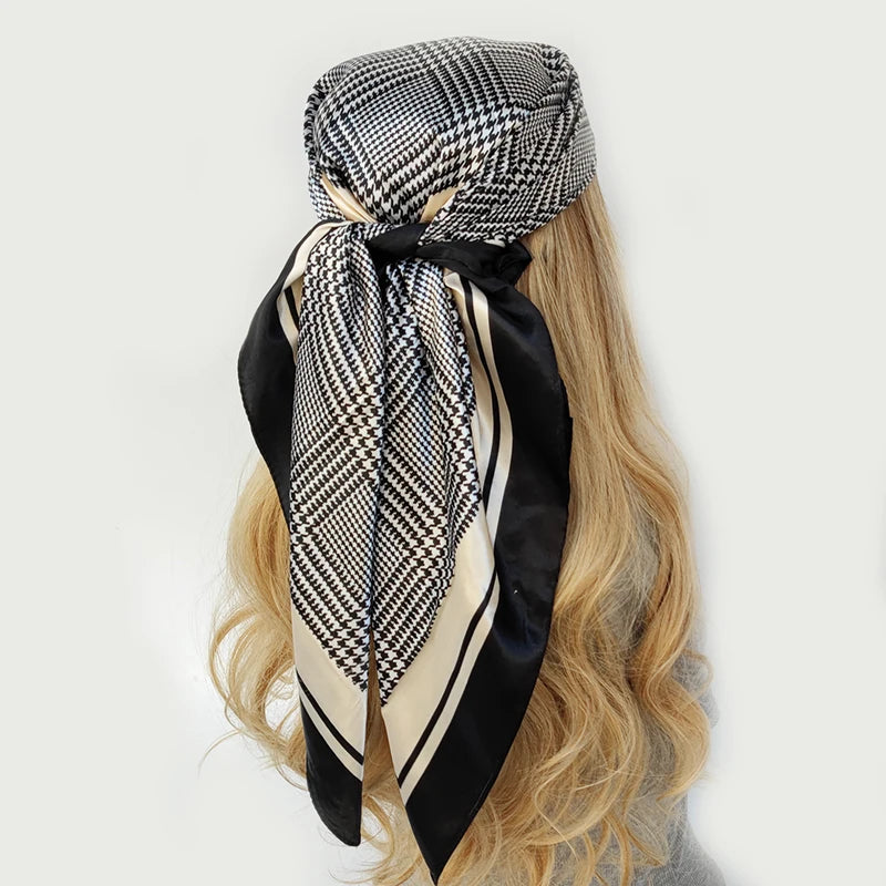 90*90 Women Scarf Square Silk Satin Bandana Wrap Shawl Scarves Scarf