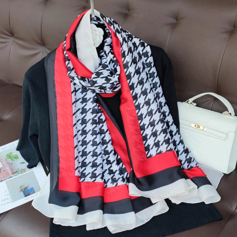180*90cm Women Designs Silk Satin Bandana Long Shawls Wraps Scarves Pashmina Scarf