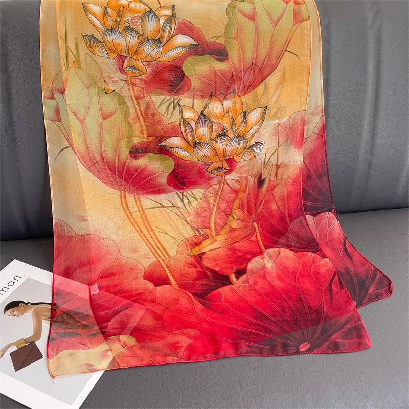 Women Beach Scarf Georgette Silk Shawls Design Printed Wraps Scarves