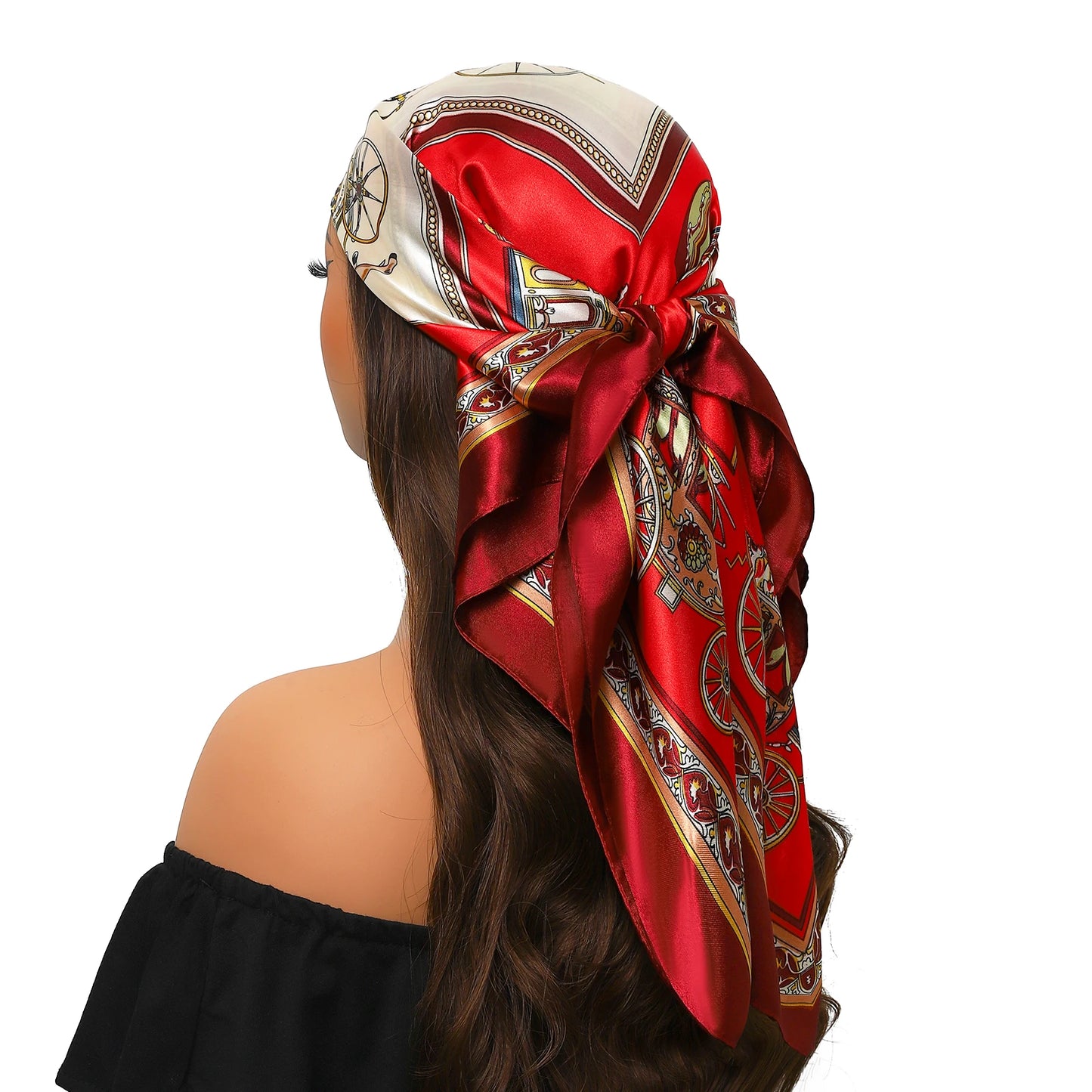 90cm Women Four Seasons Square Silk Satin Bandana Wrap Shawl Scarves Scarfs Sqk7