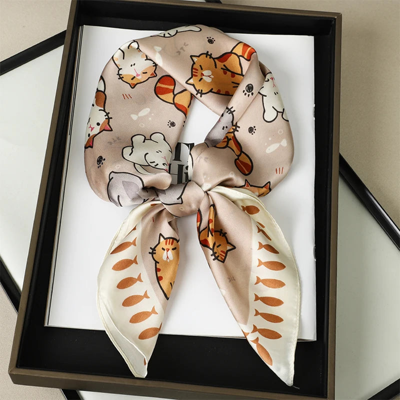 Women Fashion Square Small Silk Satin Scarf Design Printed Bandana Scarves