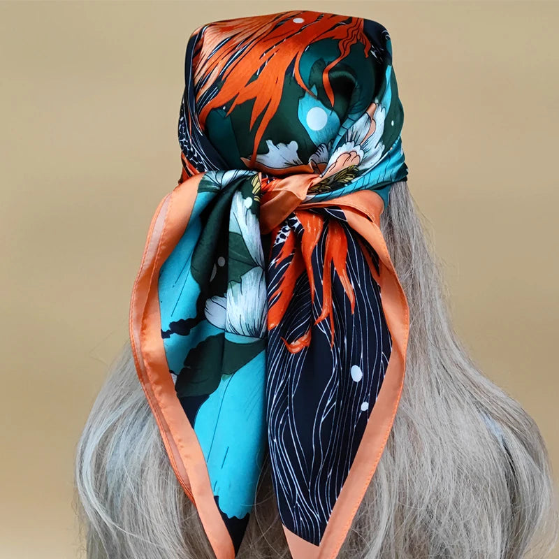 70x70cm Women Four Seasons Square Silk Satin Bandana Wrap Shawl Scarves Scarfs gf02