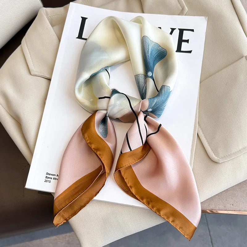 Women Silk Feeling Design Satin Square Scarf Wrap Shawl Scarves