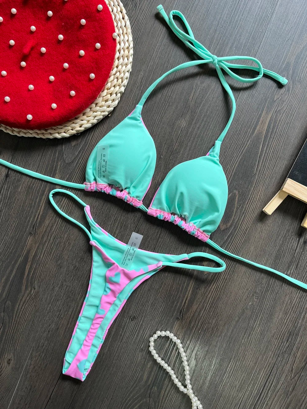 Sexy Print Thong Push Up Bikini Two Pieces Swimwear Beachwear Bathing Suits