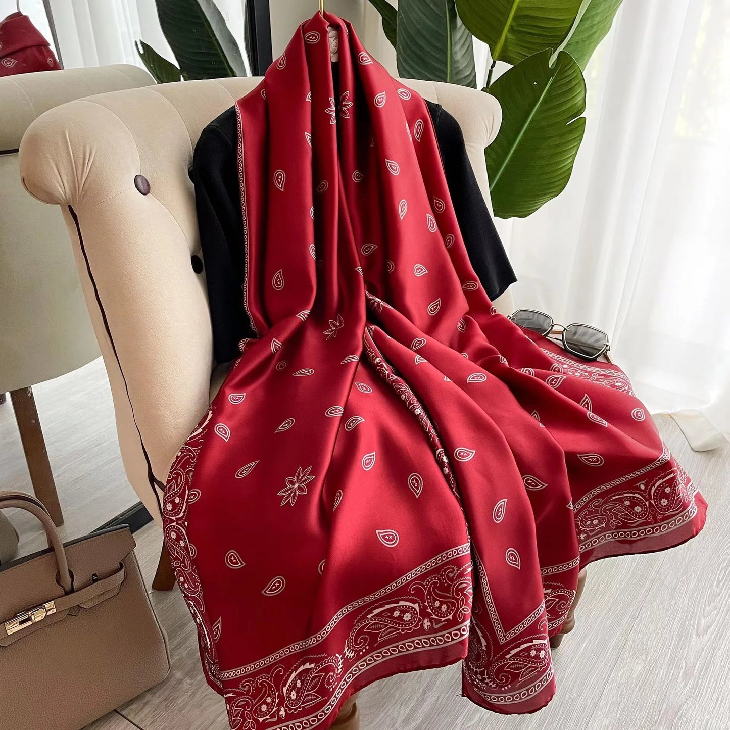 180X90cm Women Four Seasons Bandanna Designs Square Wrap Shawl Scarf Scarves kgL5