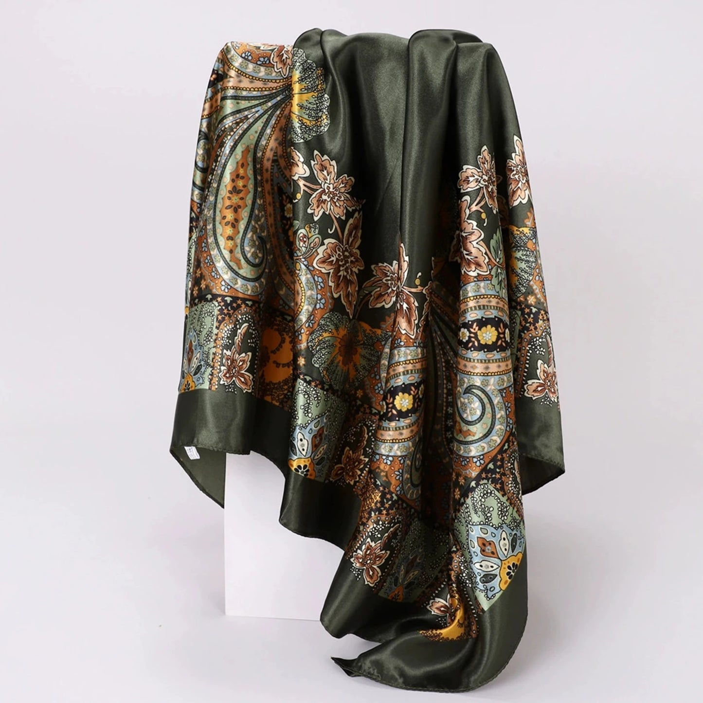 90cm Women Four Seasons Square Silk Satin Bandana Wrap Shawl Scarves Scarfs gfK2