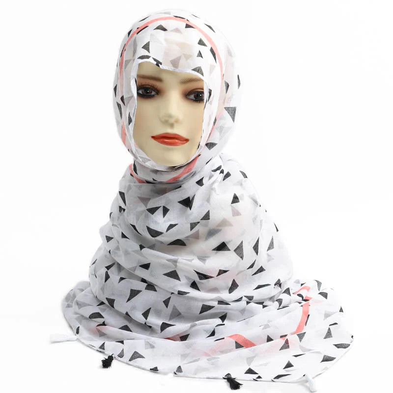 Women Fashion Large Cotton Flower Designs Tassel Prints Scarves Wrap Shawl Scarf