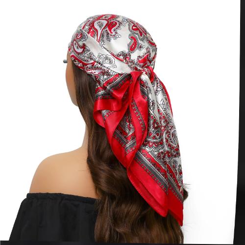 90cm Women Four Seasons Square Silk Satin Bandana Wrap Shawl Scarves Scarfs gf04