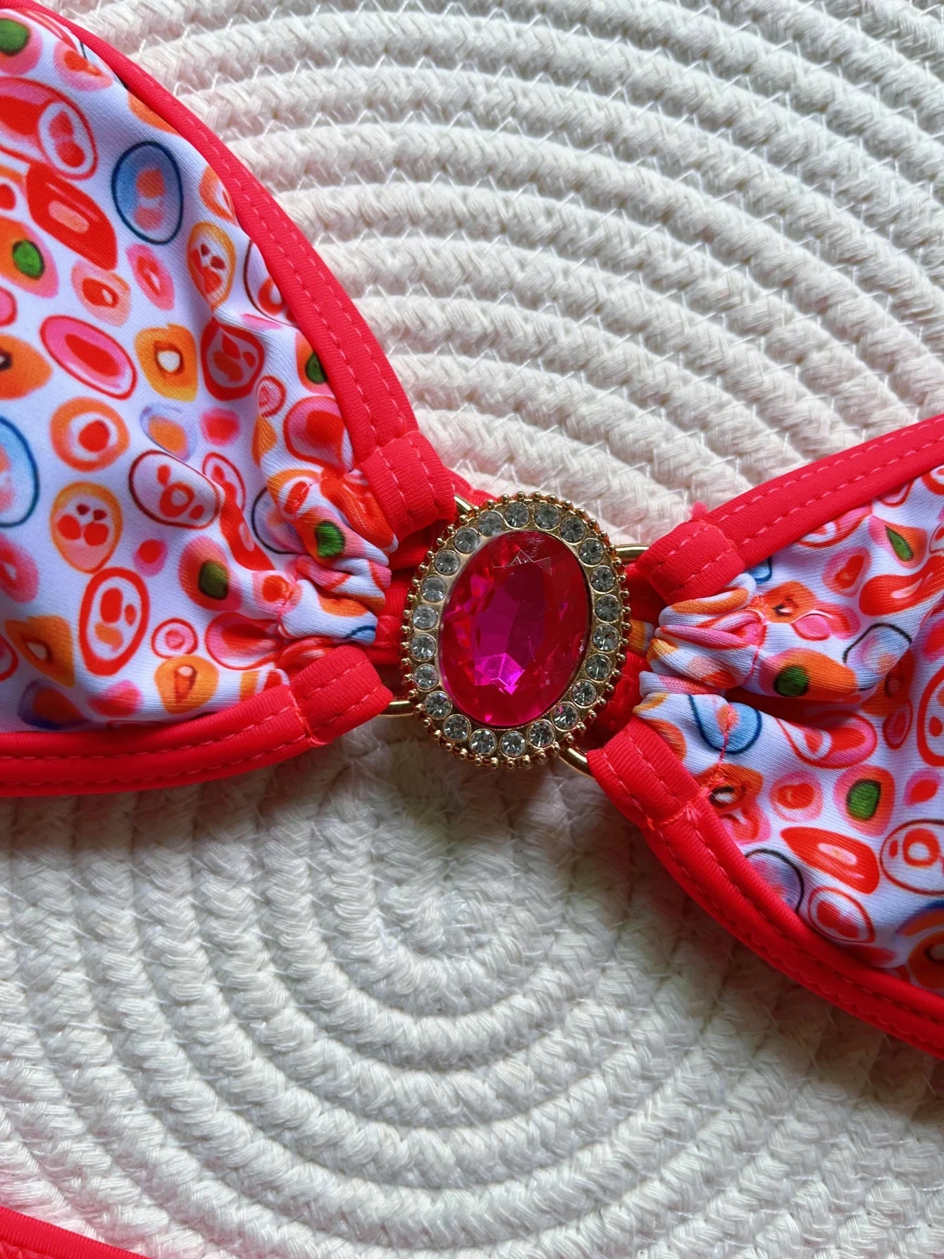 2pcs Diamond Rhinestone Print Bikini Swimsuit Swimwear Bikini Bathing Suit