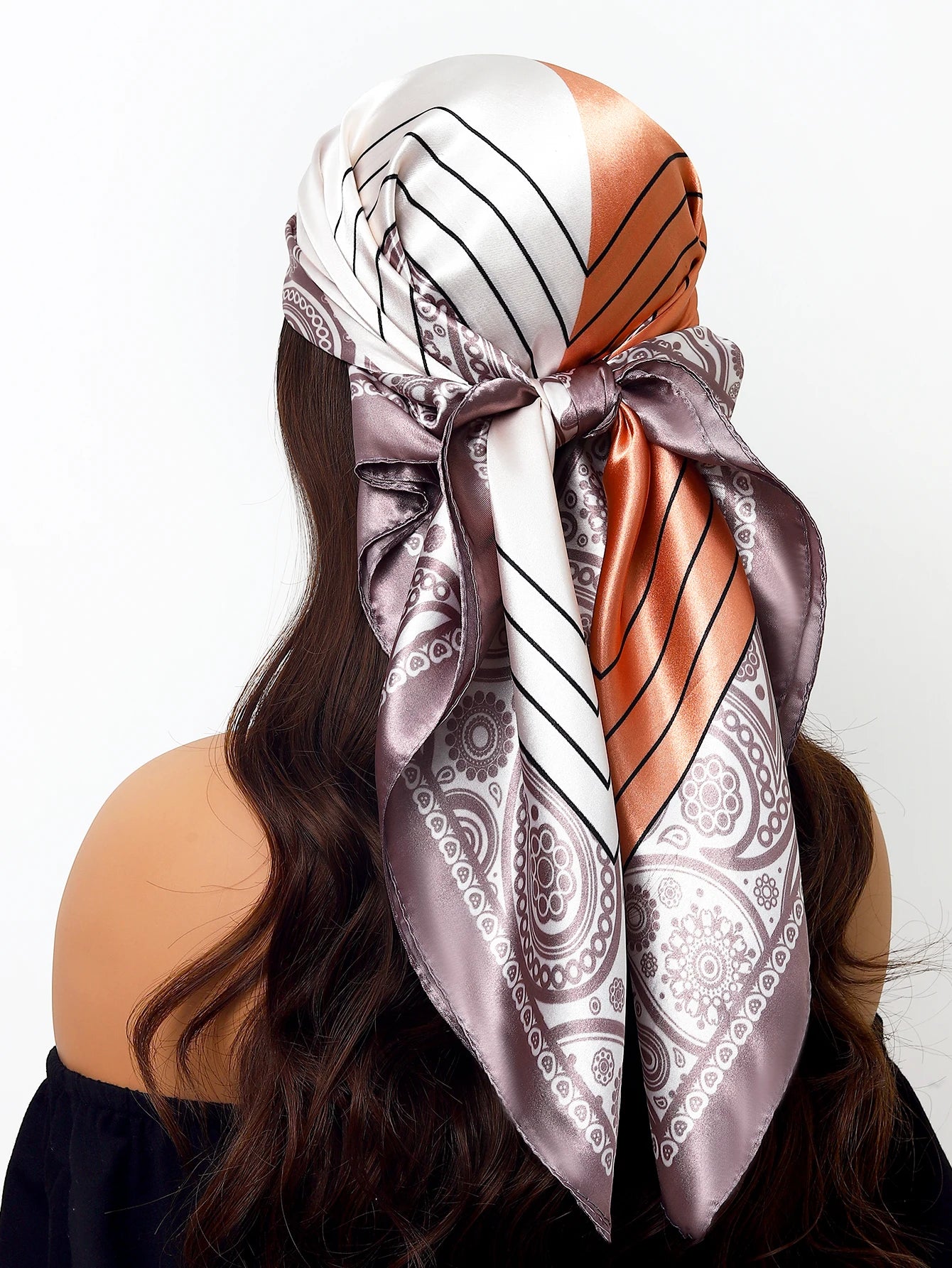 90cm Women Four Seasons Square Silk Satin Bandana Wrap Shawl Scarves Scarfs Sqk2