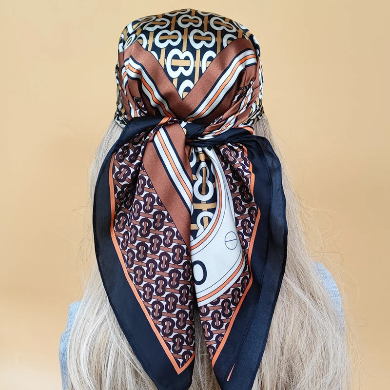 70X70cm Women Four Seasons Square Silk Satin Bandana Wrap Shawl Scarves Scarfs Spk7