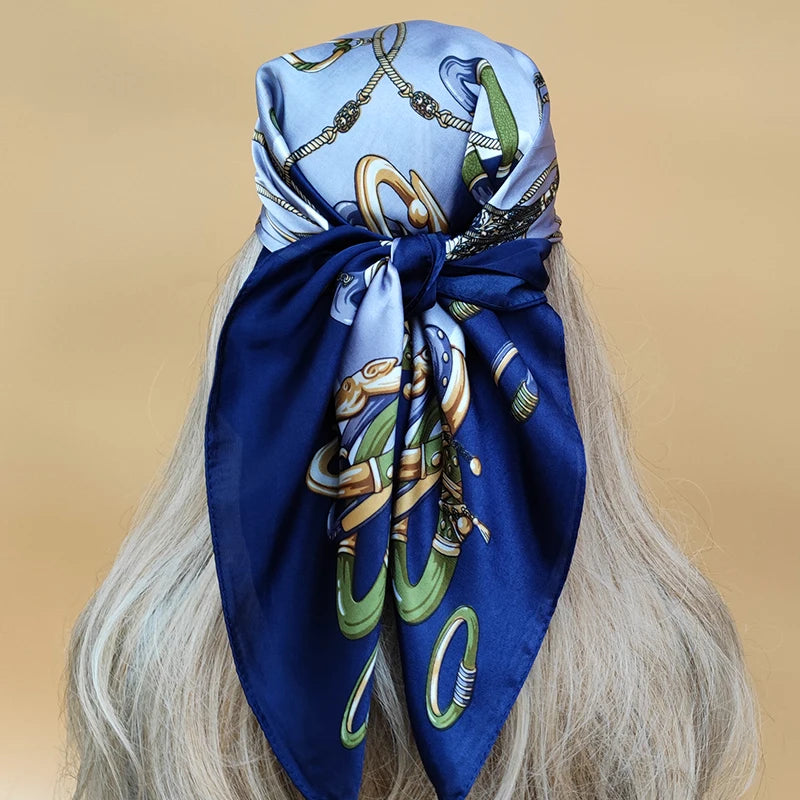 90cm Women Four Seasons Square Silk Satin Bandana Wrap Shawl Scarves Scarfs SRk3