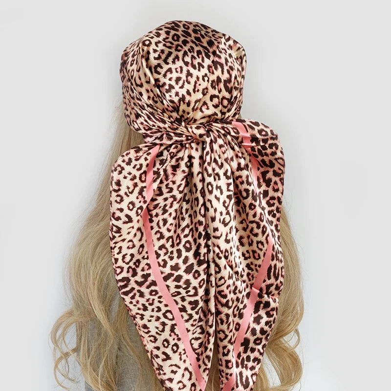 90cm Women Four Seasons Square Silk Satin Bandana Wrap Shawl Scarves Scarfs Spk11