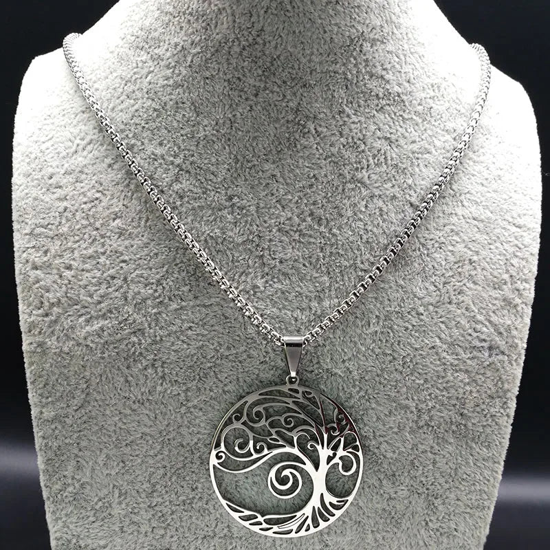 Tree of Life Collar Stainless Steel Women Men Chain Necklaces Pendant