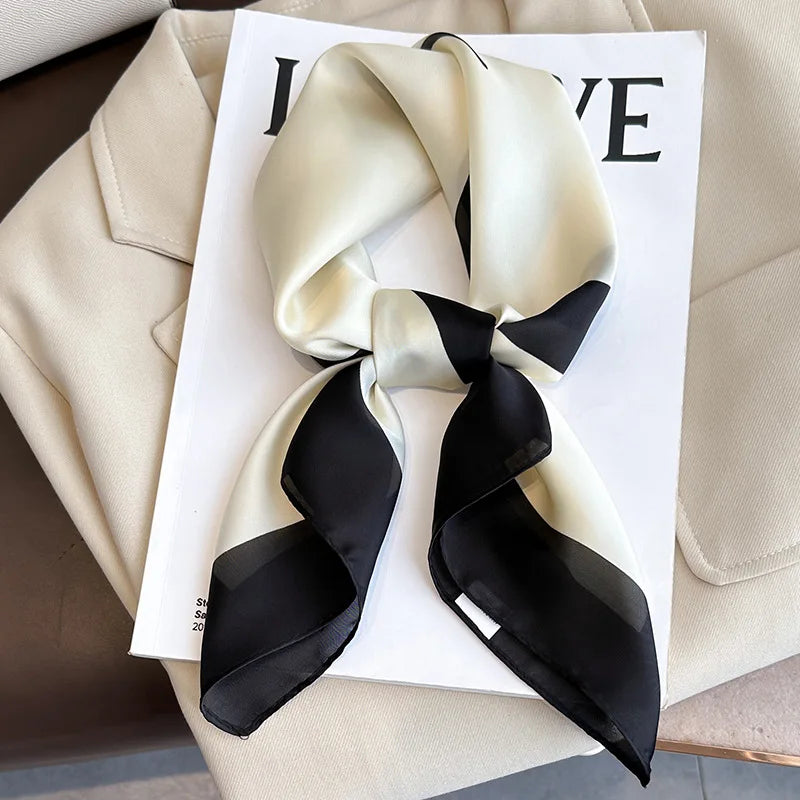 Women Silk Feeling Design Satin Square Scarf Wrap Shawl Scarves