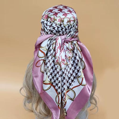 90cm Women Four Seasons Square Silk Satin Bandana Wrap Shawl Scarves Scarfs gf07