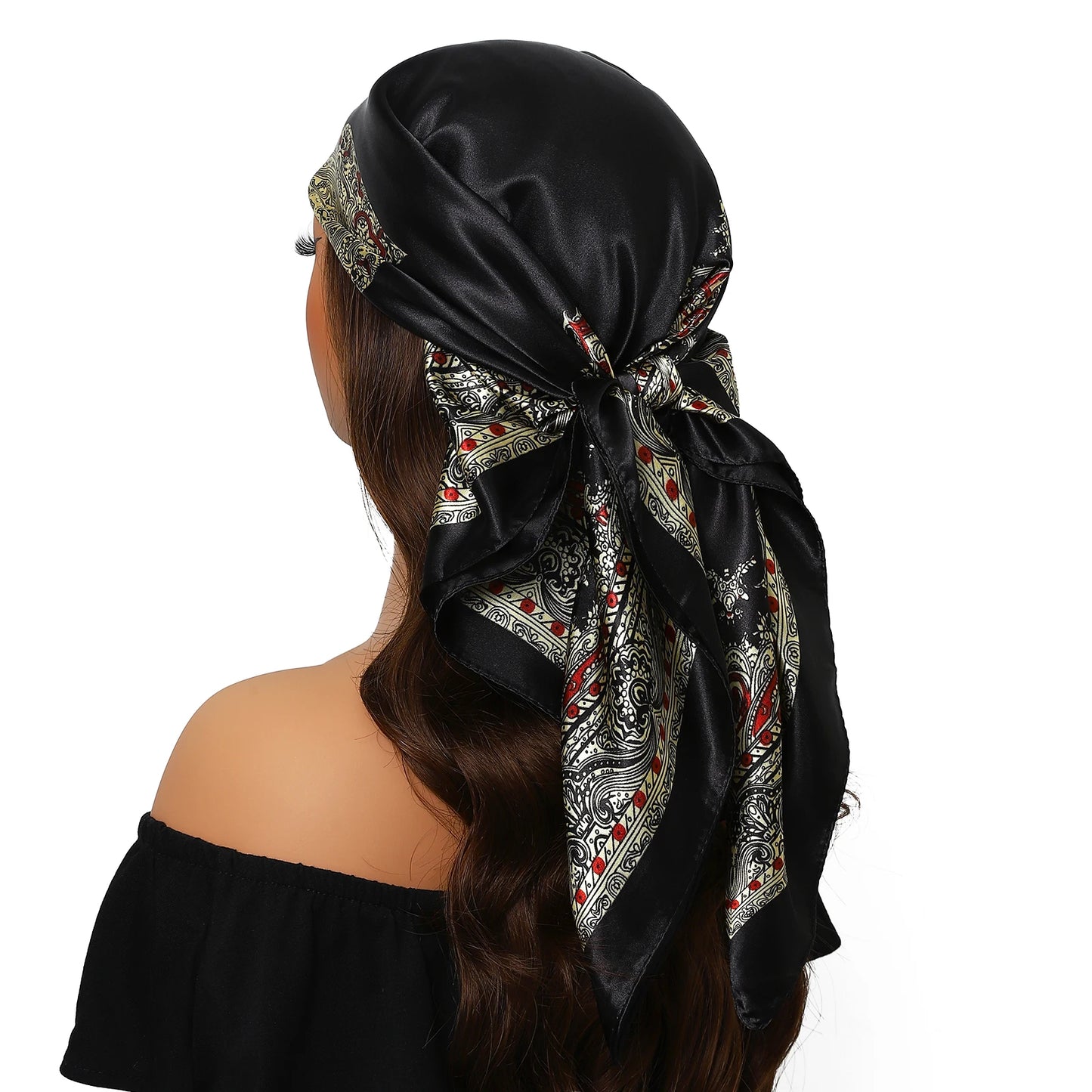 90cm Women Four Seasons Square Silk Satin Bandana Wrap Shawl Scarves Scarfs Spk13