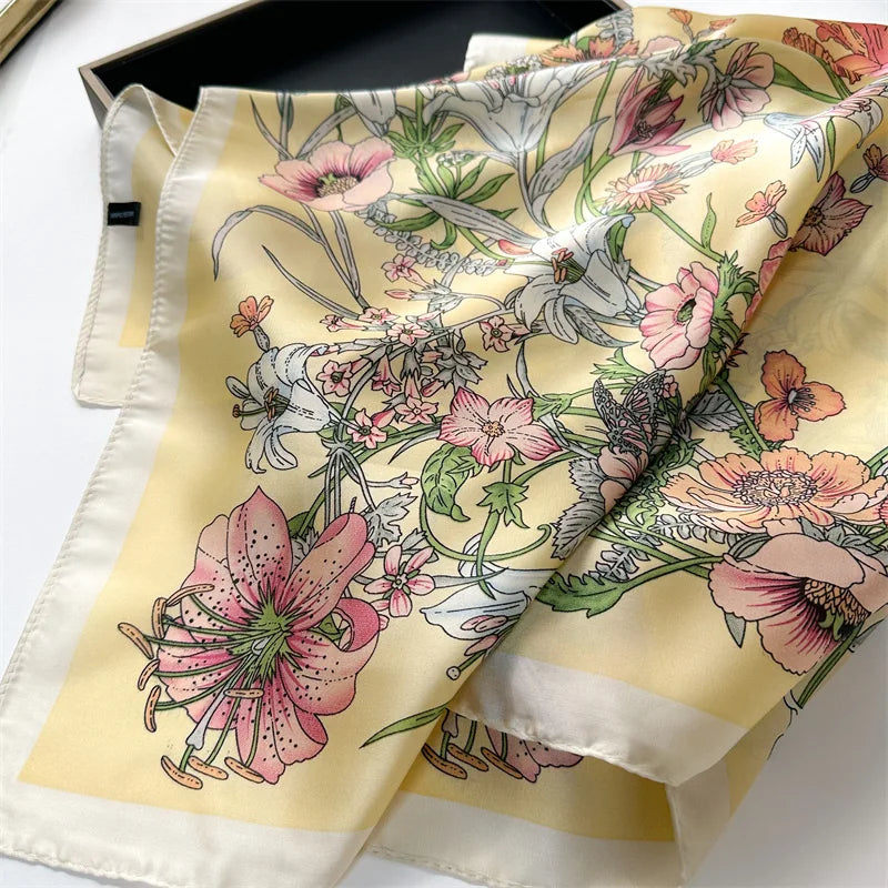 Women Silk Like Square Scarf Printed Satin Bandana Shawl Wraps Scarves