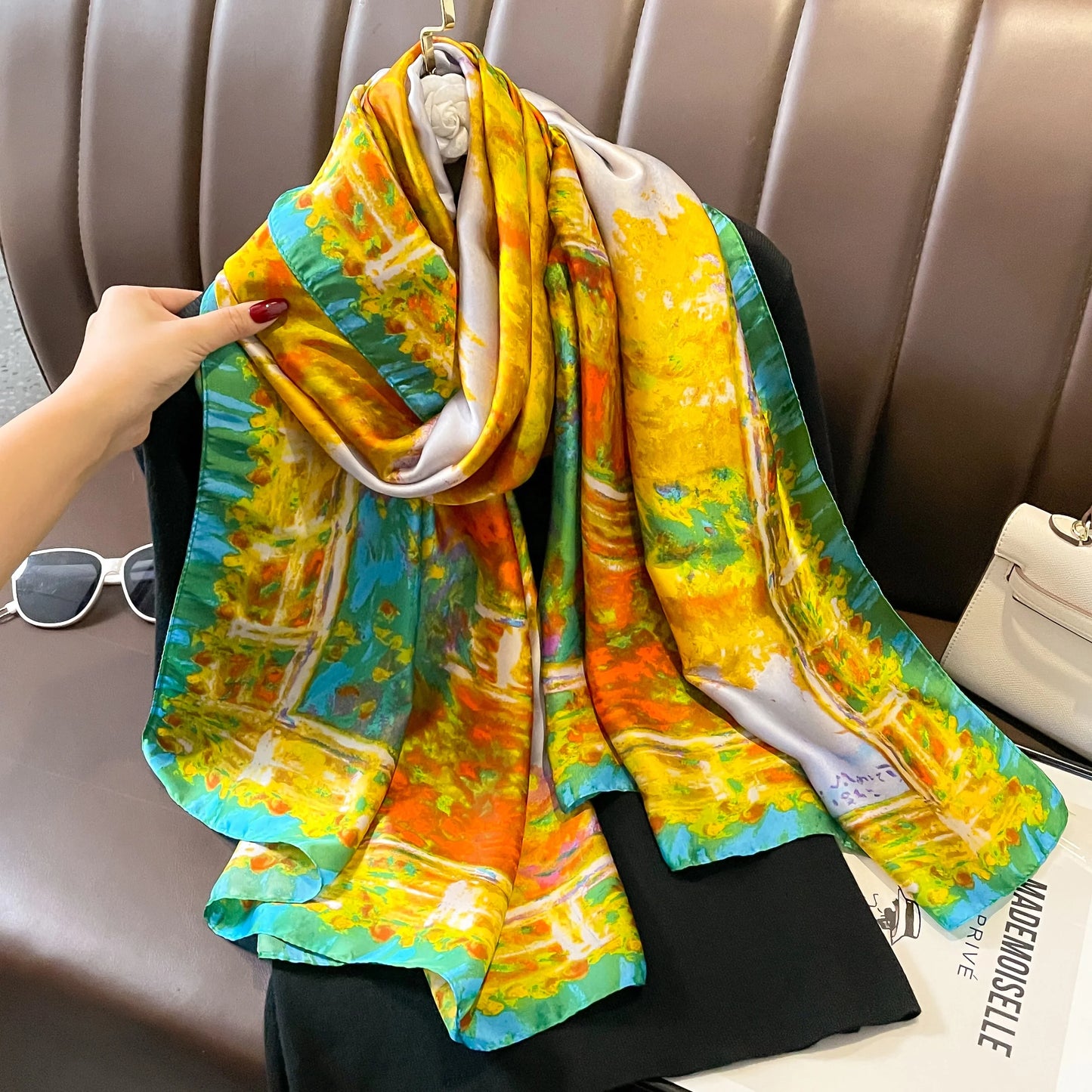 180X90CM Women Luxury Four Seasons Square Silk Satin Bandana Wrap Shawl Scarves Scarfs gk8