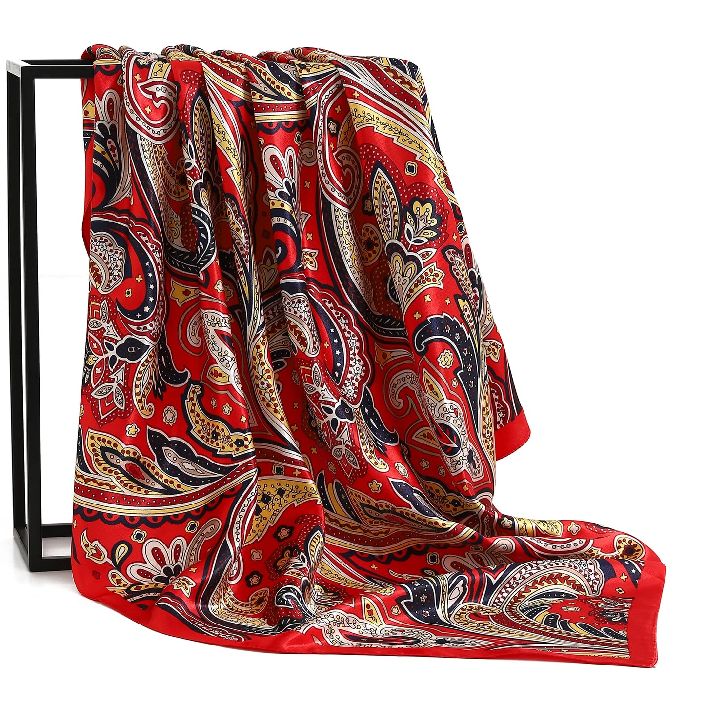 90cm Women Four Seasons Square Silk Satin Bandana Wrap Shawl Scarves Scarfs kfy1
