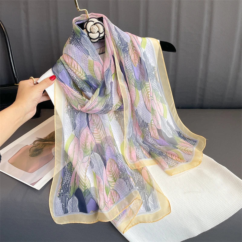 Women Beach Scarf Georgette Silk Shawls Design Printed Wraps Scarves