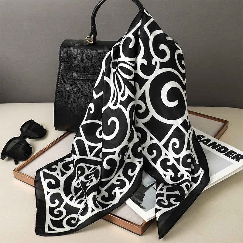 Women Fashion Square Small Silk Satin Scarf Design Printed Bandana Scarves