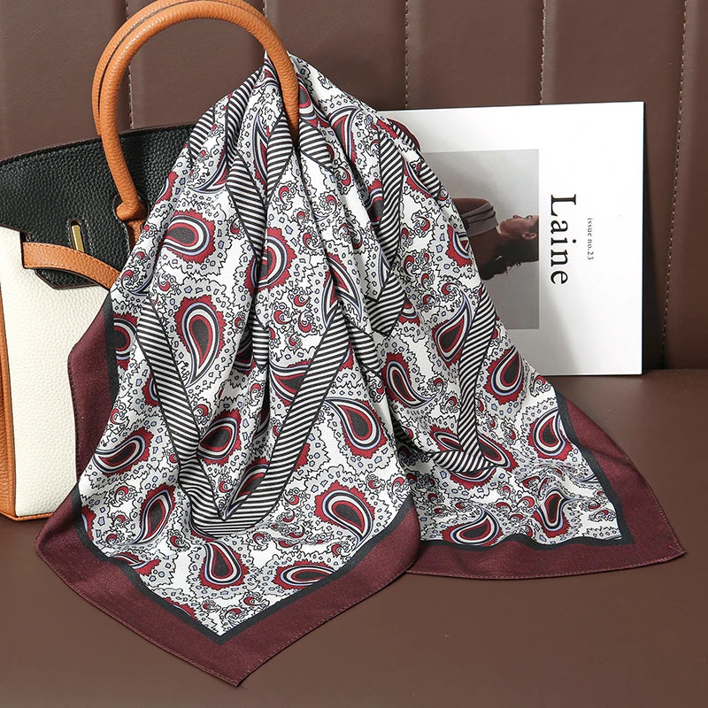 70cm Women Design Square Fashion Printed Satin Silk Scarf Scarves