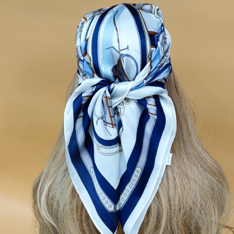 90cm Women Four Seasons Square Silk Satin Bandana Wrap Shawl Scarves Scarfs SRk3