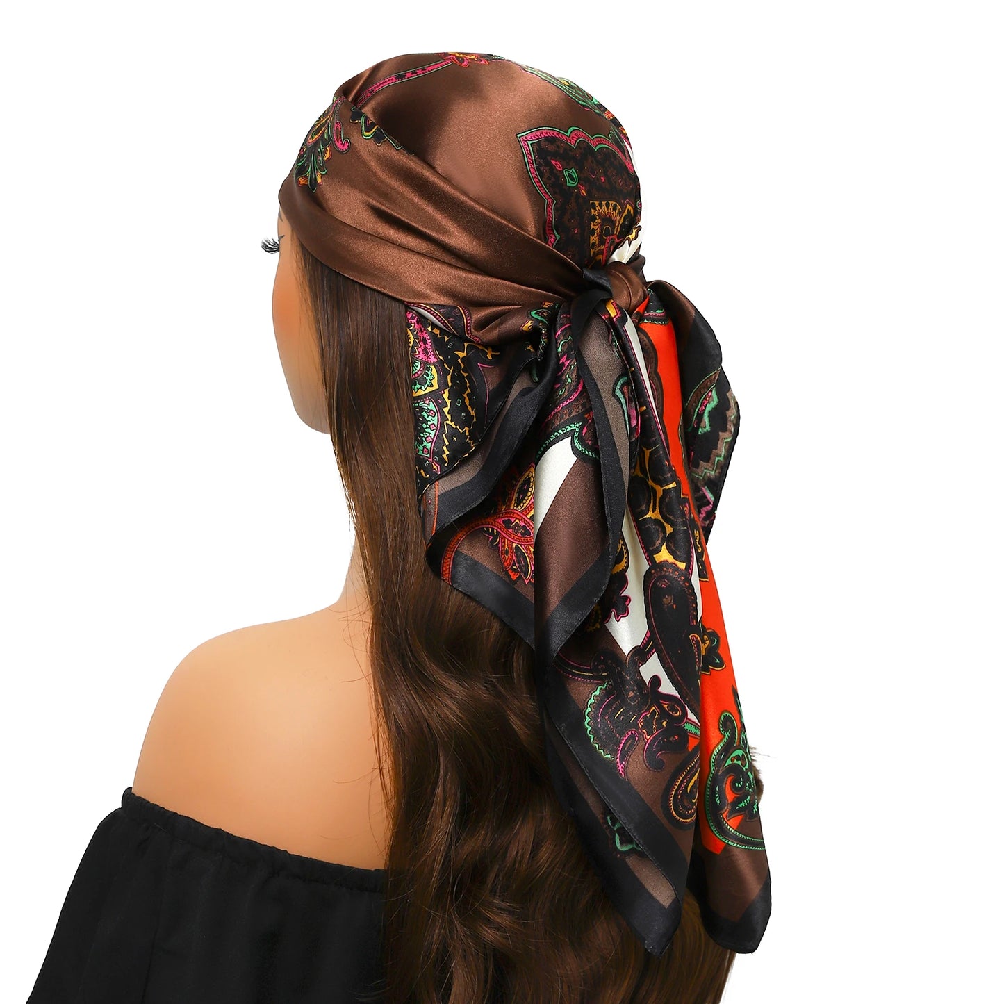 90cm Women Four Seasons Square Silk Satin Bandana Wrap Shawl Scarves Scarfs Spk13
