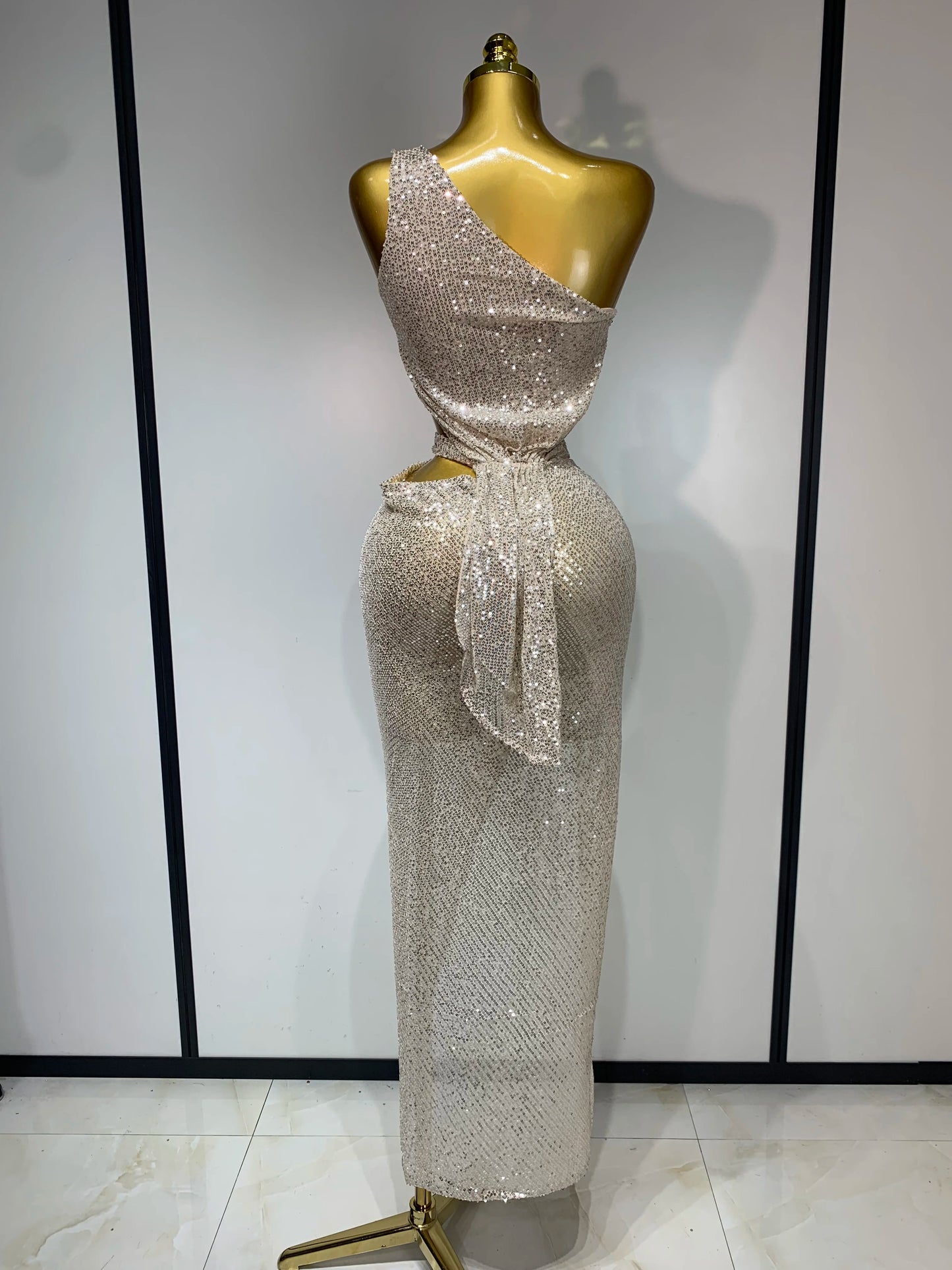 Sexy One Shoulder Long Designer Split Evening Party Birthday Dress