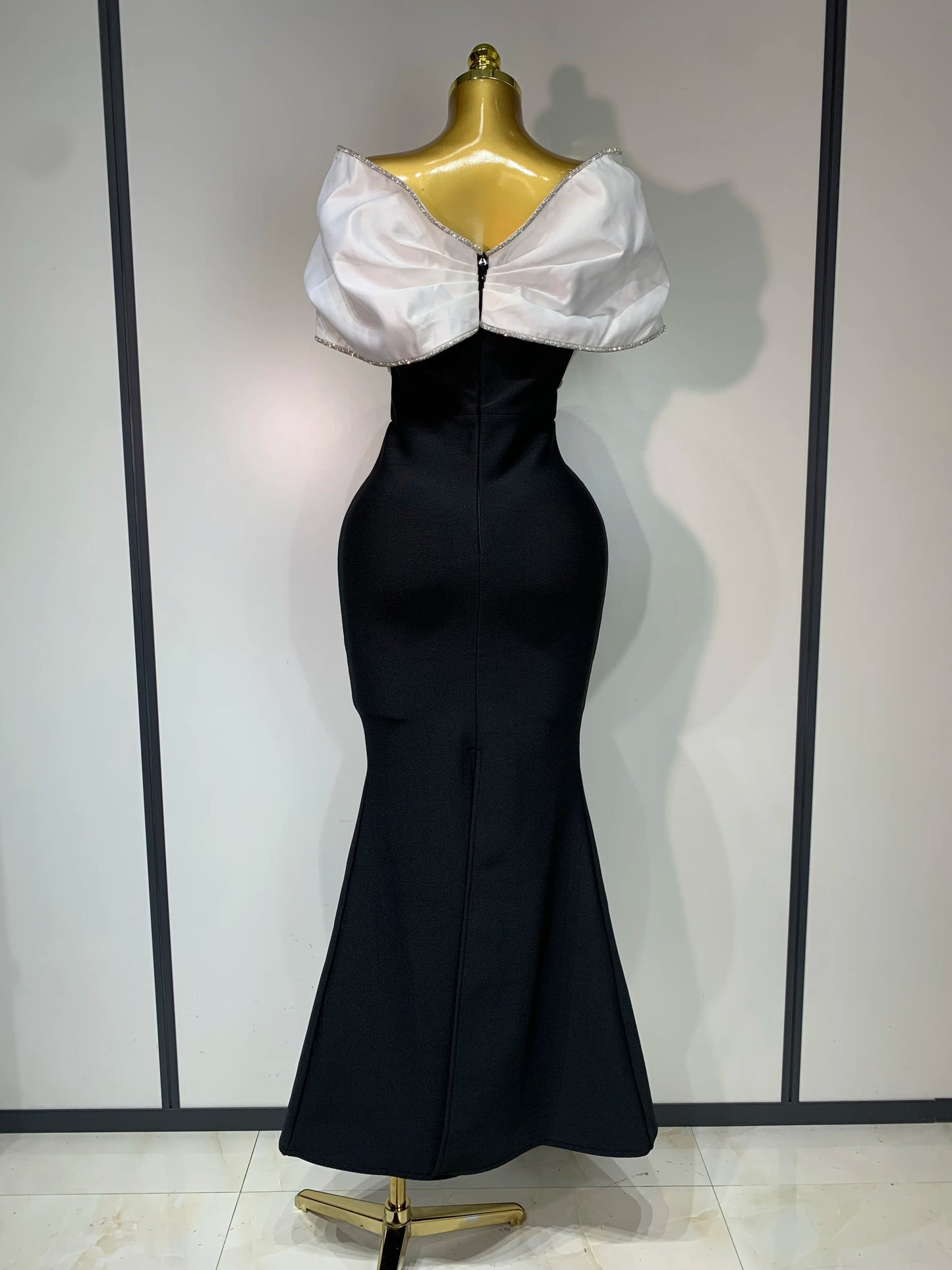 Sexy Off Shoulder Rhinestone Maxi Long Bandage Evening Party Dress