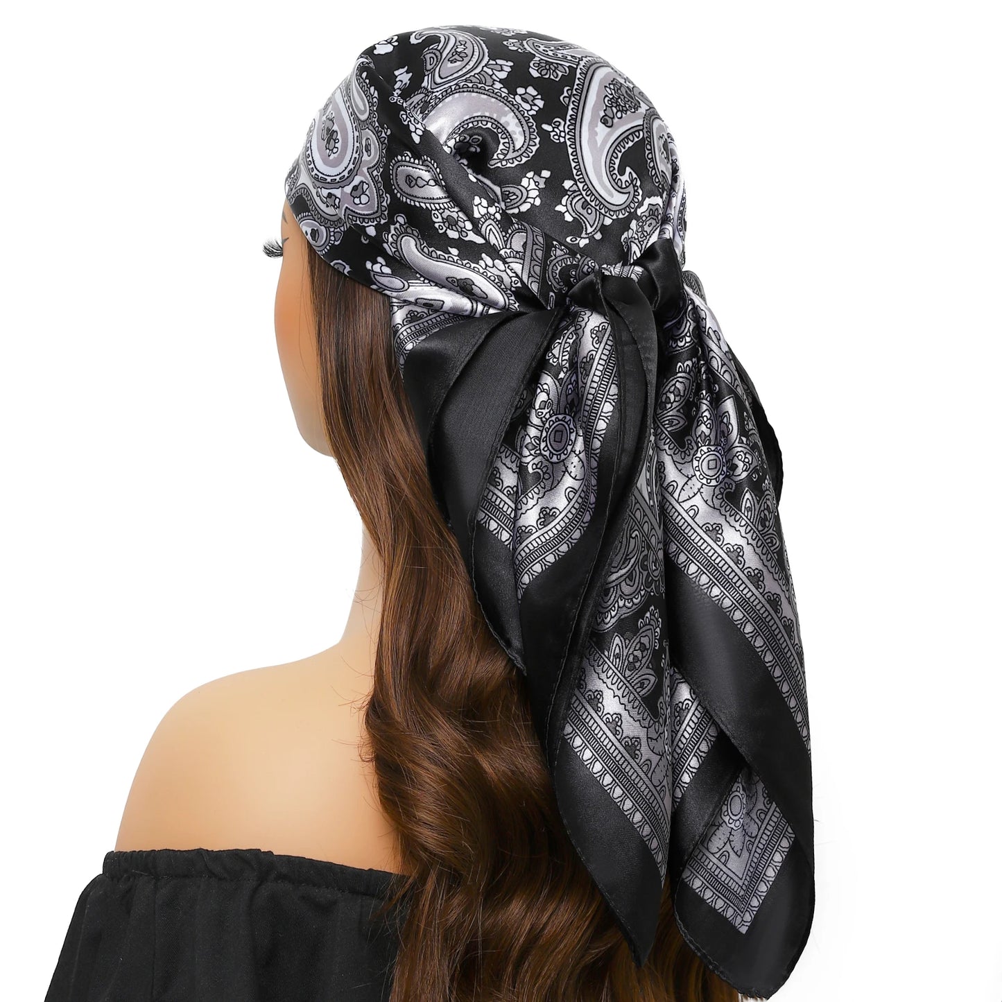 90cm Women Four Seasons Square Silk Satin Bandana Wrap Shawl Scarves Scarfs Spk13